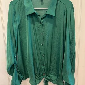 Simply Vera Vera Wang Teal Tie-Front Button Shirt